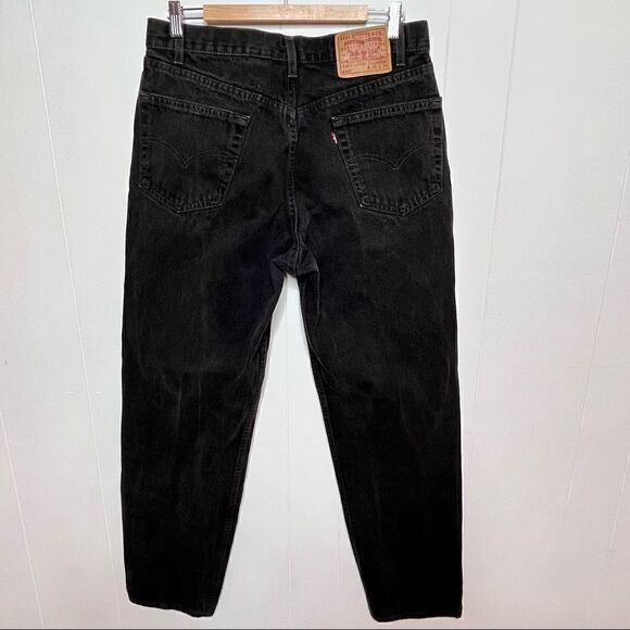 Vintage 90s Levis 550 Mens 36X34 Relaxed Fit Red Tab Jeans Black Made in USA - Picture 1 of 10